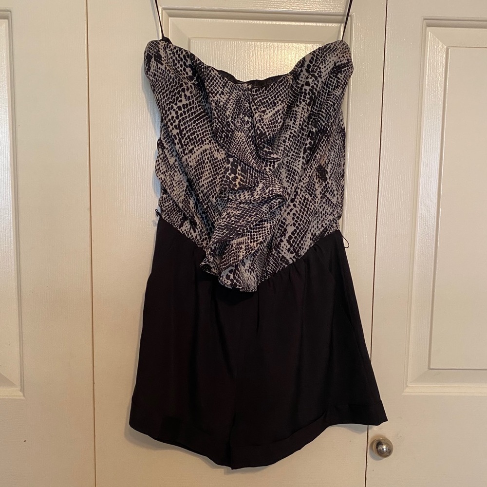 Strapless snakeskin with black romper